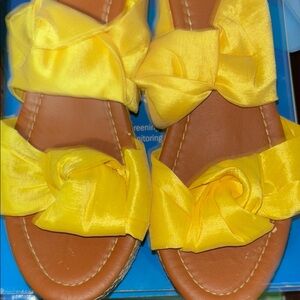 Yellow Satin Bow Heels
